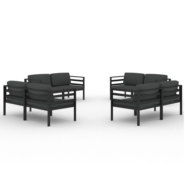 vidaXL Garden Lounge Set Anthracite Aluminum 8 Piece Modular