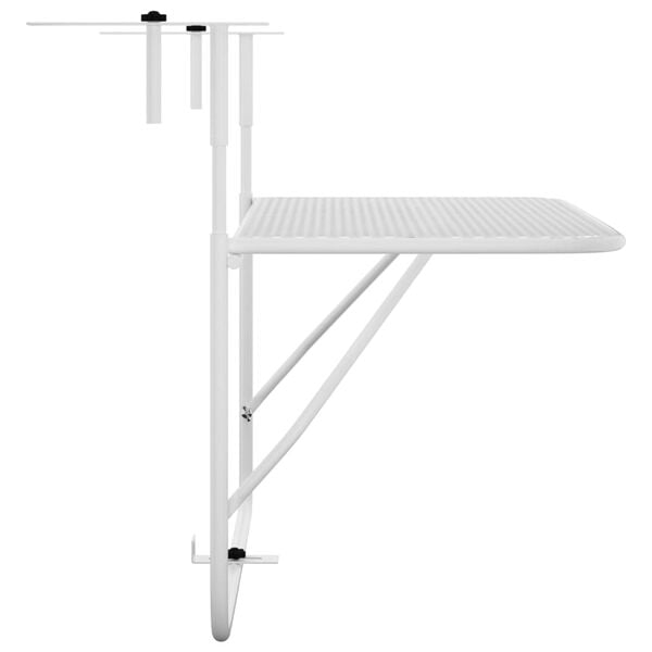 vidaXL Balcony Table White Steel with e-coating finish Compact Foldable