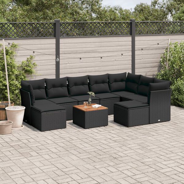 vidaXL Garden Sofa Set Black and Brown
