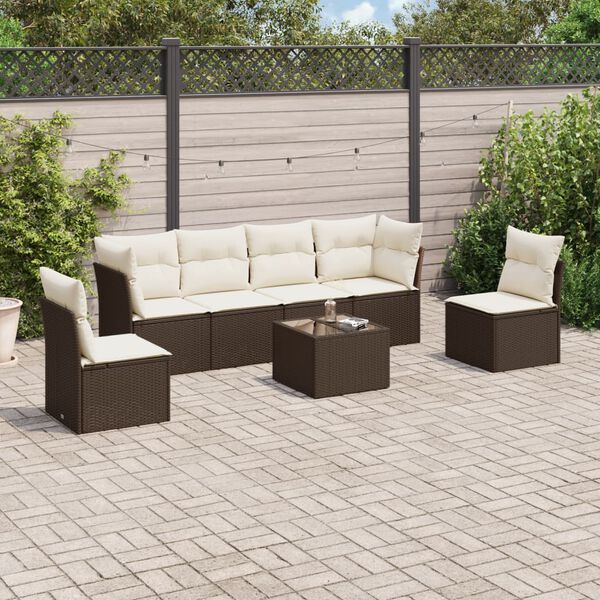 vidaXL Garden Sofa Set Brown PE Rattan Large Modular Garden Sofa Set