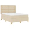 vidaXL Box Spring Bed with Mattress Cream 63" x 78.7" fabric