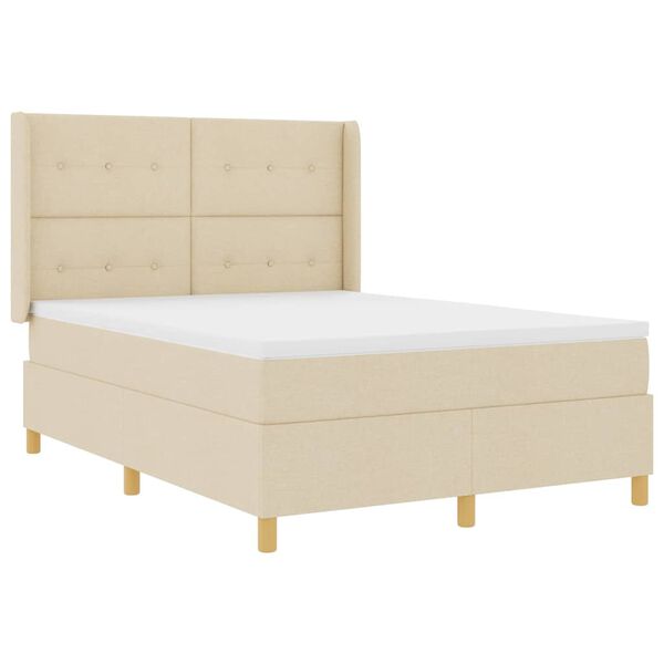 vidaXL Box Spring Bed with Mattress Cream 63" x 78.7" fabric