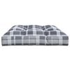 vidaXL Pallet Cushion Gray Check 100% Polyester 47.2 in x 31.5 in x 4.7 in