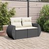 vidaXL Garden Sofa Black PE Rattan, Powder-Coated Steel, Polyester Medium