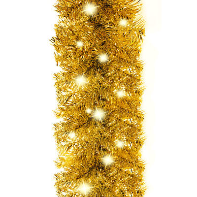 vidaXL Christmas Garland with LED Lights 787.4" Gold