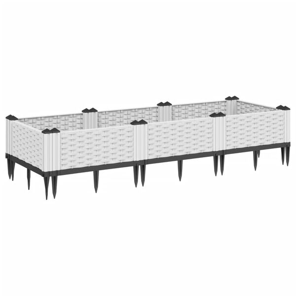 vidaXL Garden Planter White Polypropylene Medium Modular