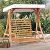 vidaXL Swing Bench Teak Solid spruce wood with polyester canopy Medium