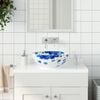 vidaXL Countertop Basin White and Blue Round Φ16.1x5.5" Ceramic