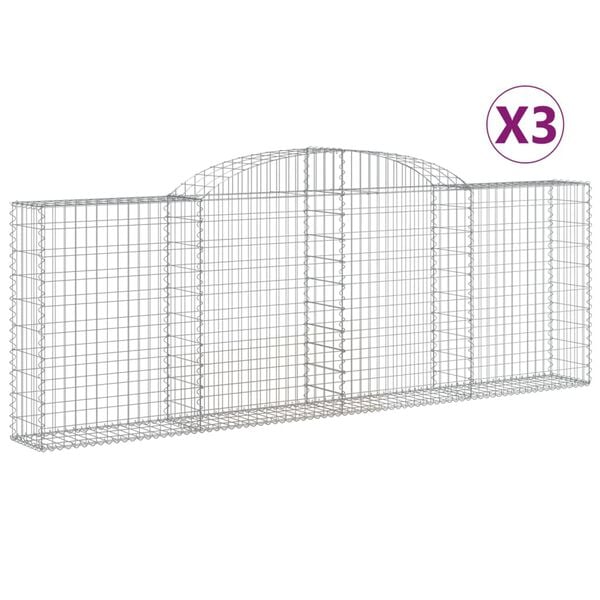 vidaXL Gabion Basket Set of 3 Silver Galvanized Iron Large