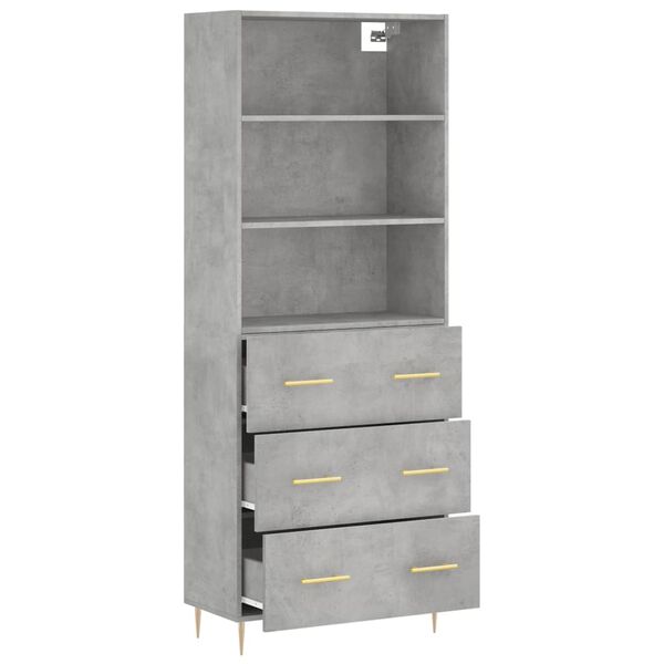 vidaXL Highboard Concrete Grey Engineered wood 27.4x13.4x70.9 in
