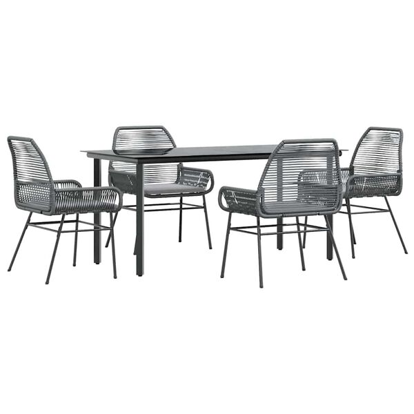 vidaXL Garden Dining Set Grey, Black, Dark Grey