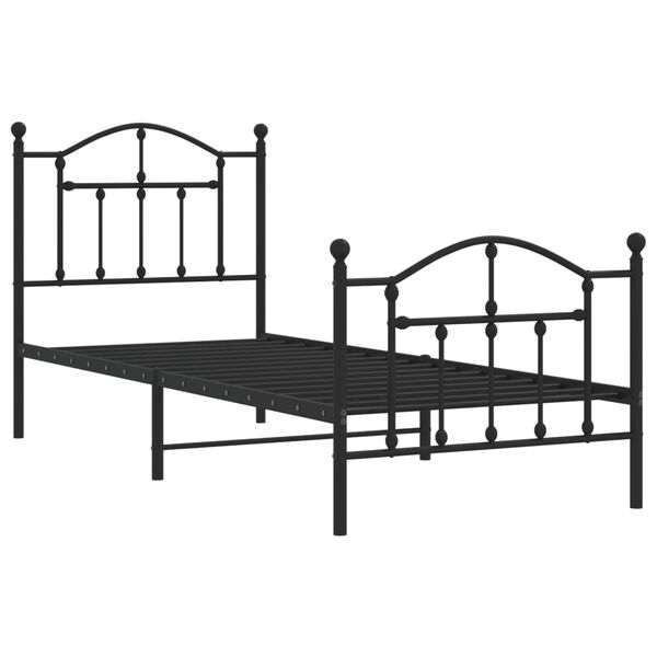 vidaXL Bed Frame Black Steel 35.4 x 74.8 in Bed Frame Rectangular
