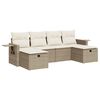 vidaXL Garden Sofa Set Beige PE Rattan Adjustable Feet Garden Sofa Set