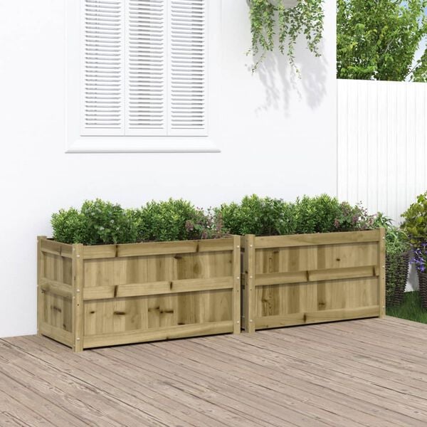 vidaXL Garden Planter Set of 2 Brown Vacuum pressure treated pinewood