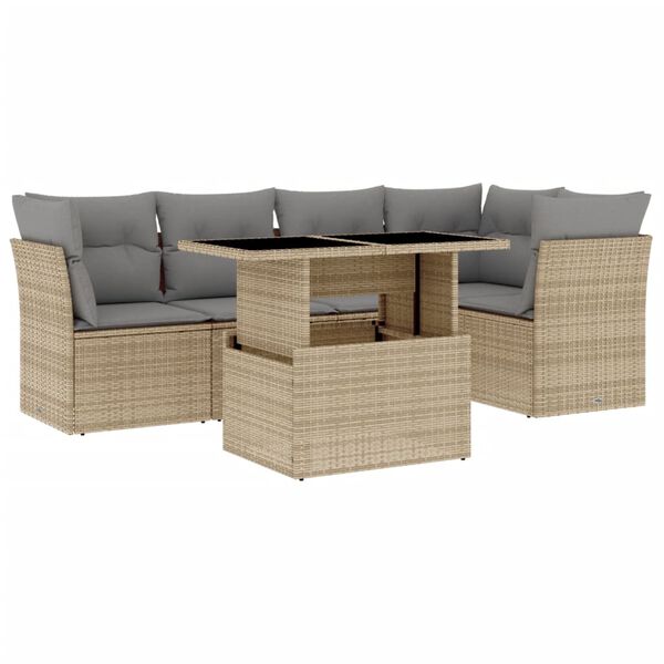 vidaXL Garden Sofa Set Beige, Light Grey