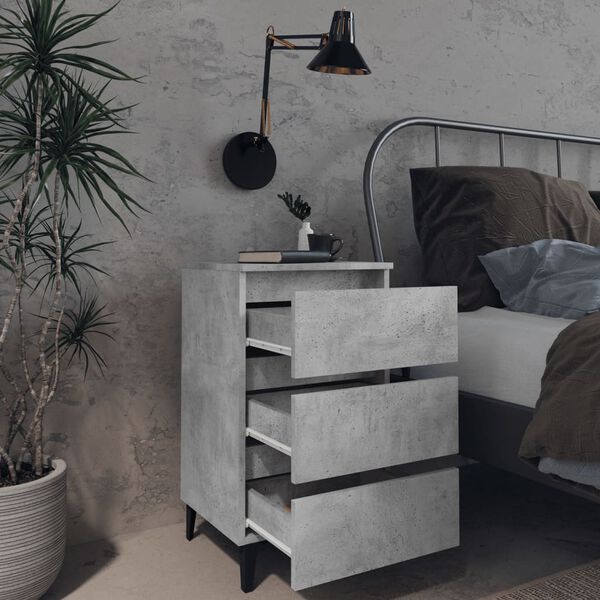 vidaXL Bed Cabinet Concrete Grey Engineered Wood, Metal