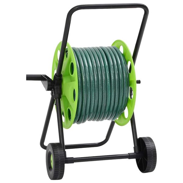 vidaXL Green Hose Reel Cart with Hose Fitting Set 0,75" 98.4 ' PVC