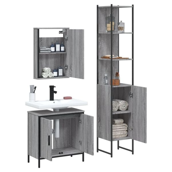 vidaXL Bathroom Furniture Set Grey sonoma