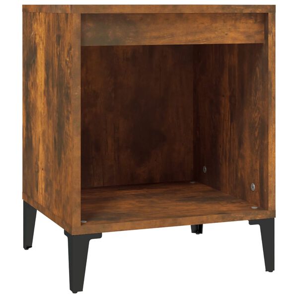 vidaXL Bedside Cabinet Smoked oak Engineered wood, metal Bedside Cabinet