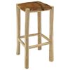 vidaXL Bar Stool Natural Wood Genuine Goat Leather