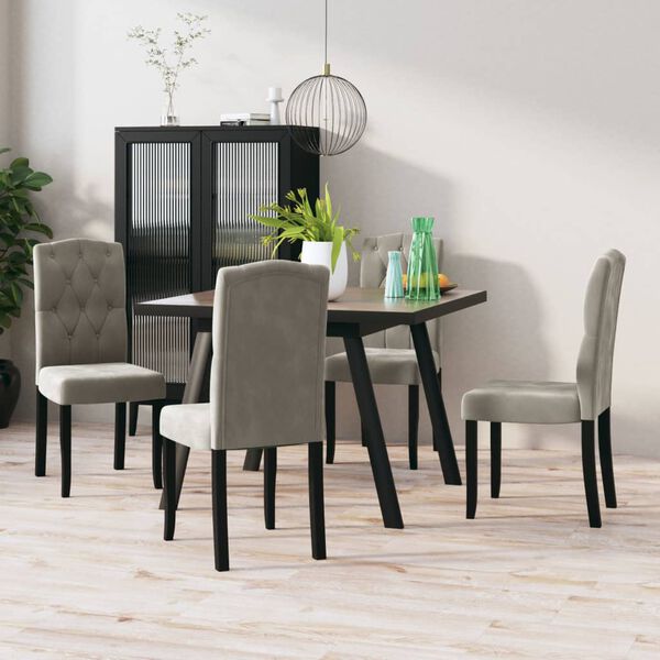 vidaXL Dining Chairs 4 pcs Light Gray Velvet