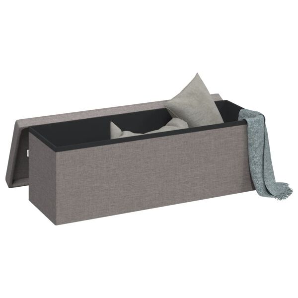 vidaXL Storage Bench Light Grey Faux linen (100% polyester), engineered wood