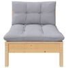 vidaXL Garden Lounge Set Grey Solid pine wood, 100% polyester fabric Large