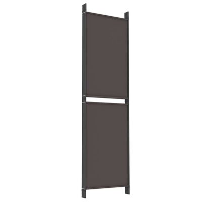 A single tall panel of a folding room divider with two fabric sections.