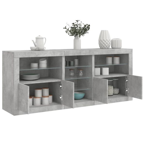 vidaXL Sideboard Concrete Grey Engineered Wood, Glass Large Sideboard