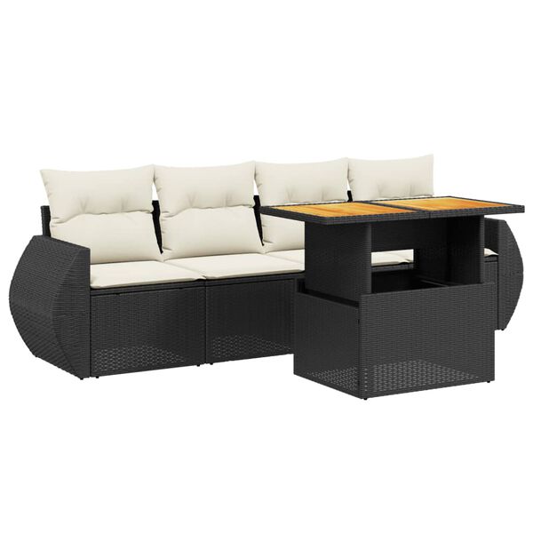 vidaXL Garden Sofa Set Black, Cream White