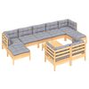 vidaXL Garden Lounge Set Grey, Natural Solid pinewood, 100% polyester fabric