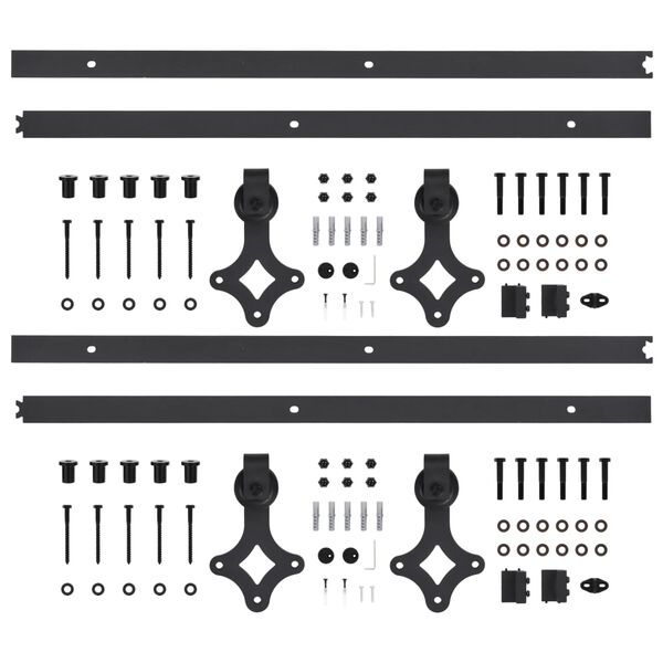 &nbsp;vidaXL Sliding Door Hardware Kits 2 pcs 78.7 " Steel Black (2x145261)