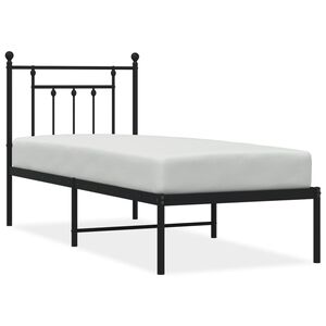 vidaXL Bed Frame Black Powder-Coated Steel Small Single Bed Frame