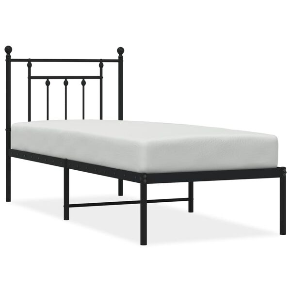 vidaXL Bed Frame Black Powder-Coated Steel Small Single Bed Frame