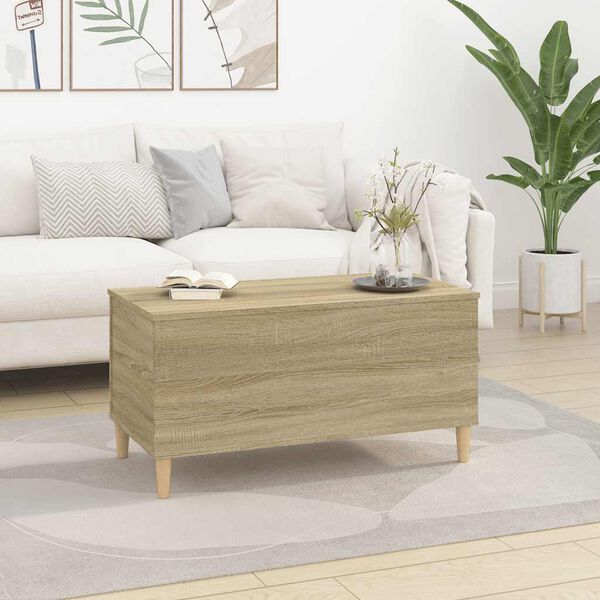 vidaXL Coffee Table Sonoma oak Engineered wood, solid eucalyptus wood