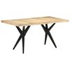 vidaXL Dining Table Natural, Black Rough Mango Wood, Powder-Coated Steel
