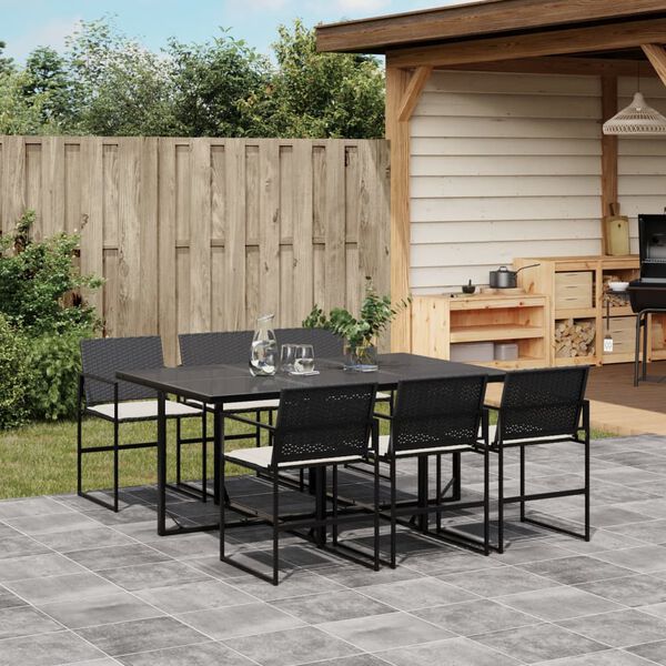 vidaXL Garden Dining Set Black, Cream white