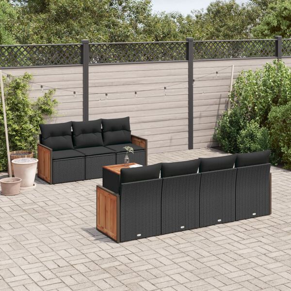 vidaXL Garden Sofa Set Black