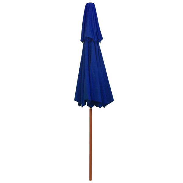 vidaXL Garden Parasol Blue Polyester Fabric, Laminated Bamboo, Hardwood