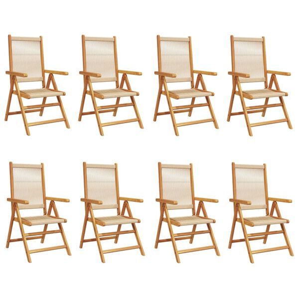 vidaXL Garden Chair Set of 8 Beige Solid Acacia Wood with Oil Finish