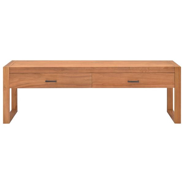 vidaXL TV Cabinet Natural Teak Teak Wood Medium TV Cabinet Rectangular