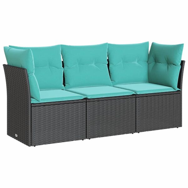 vidaXL Garden Sofa Set Black, Blue