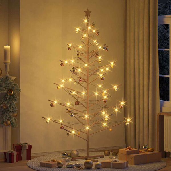 vidaXL Wooden Christmas Tree with Stand Brown 82.68 in Solid pine wood