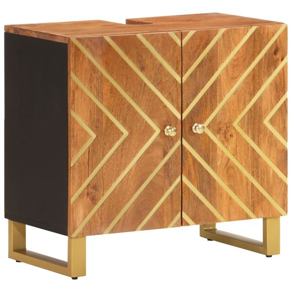 vidaXL Bathroom Sink Cabinet Brown and Black Solid Wood Mango