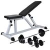 vidaXL Workout Bench with Barbell and Dumbbell Set 67.2 lb (90360+90377)