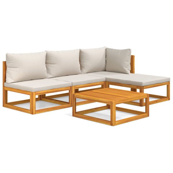 vidaXL Garden Lounge Set Light grey cushions, Natural wood