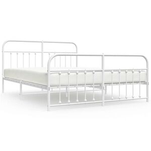 vidaXL Bed Frame White Powder-coated steel Full Bed Frame Rectangular