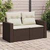 vidaXL Garden Sofa Brown and cream white PE rattan 2-seater Modular