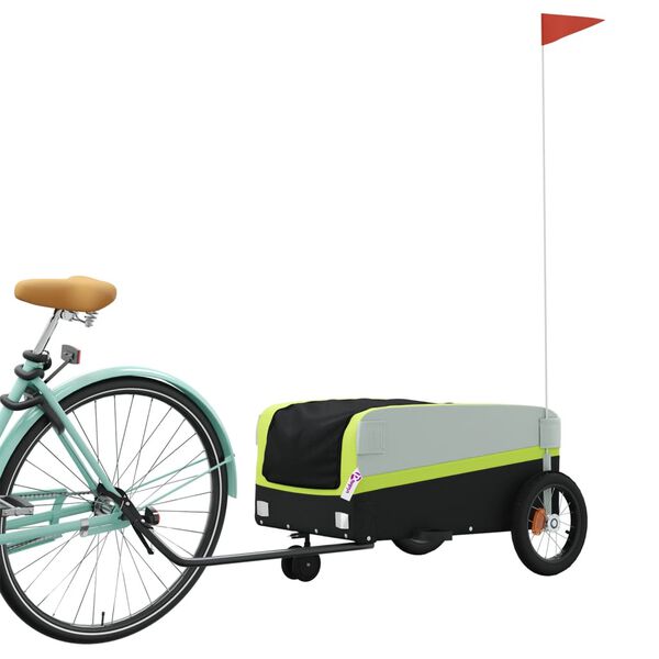 vidaXL Bike Trailer Black and Green 66.1 lb Iron