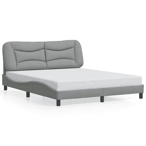 vidaXL Bed Frame without Mattress "Hvar" Light Gray 59.8"x79.9" Fabric